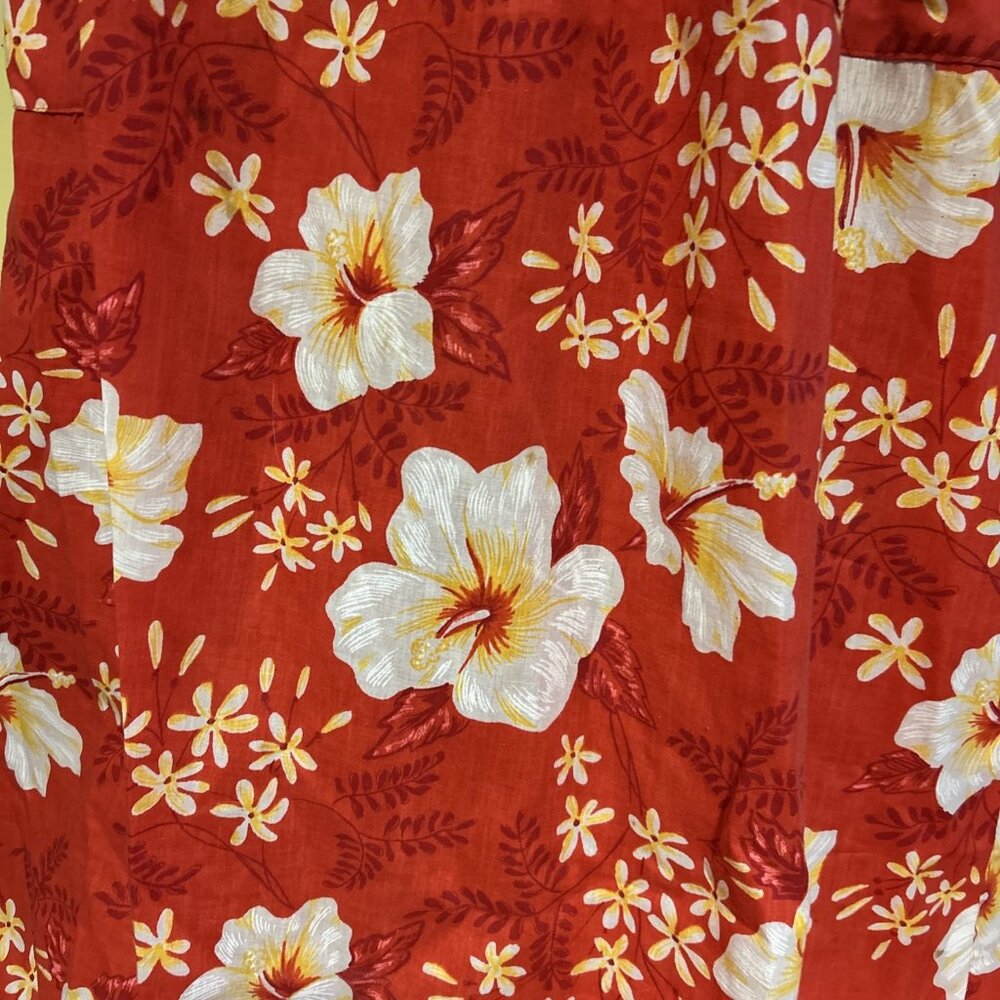 Vtg Sears Housecoat Red Floral 60s 70s Maxi Dress Mod Pockets Muumuu Hawaiian S - Picture 2 of 11